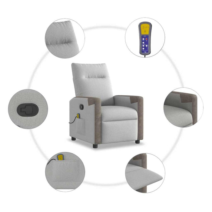 Poltrona Massaggiante Reclinabile Grigio Nuvola in Tessuto 4104843