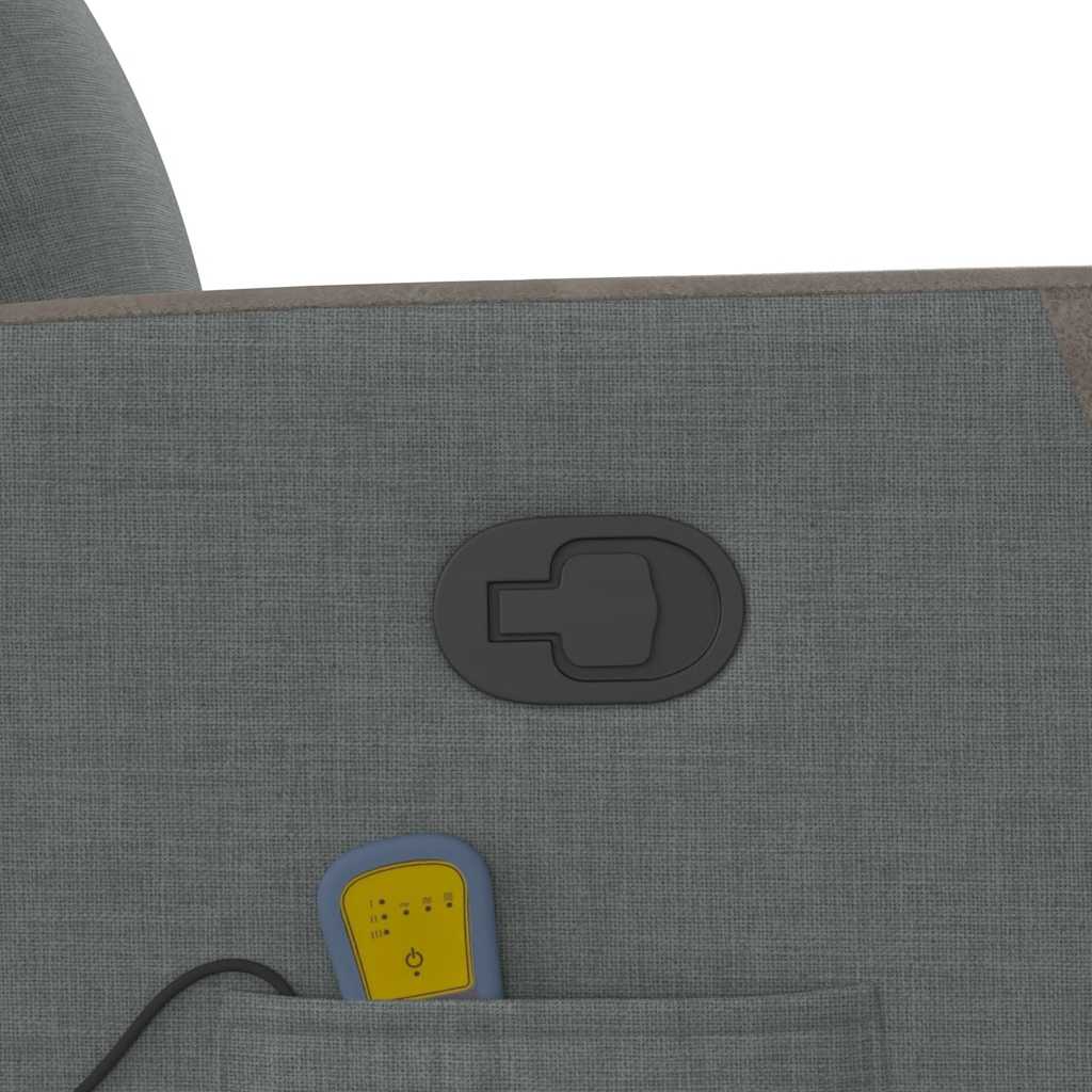 vidaXL Poltrona Massaggiante Reclinabile Grigio Scuro in Tessuto