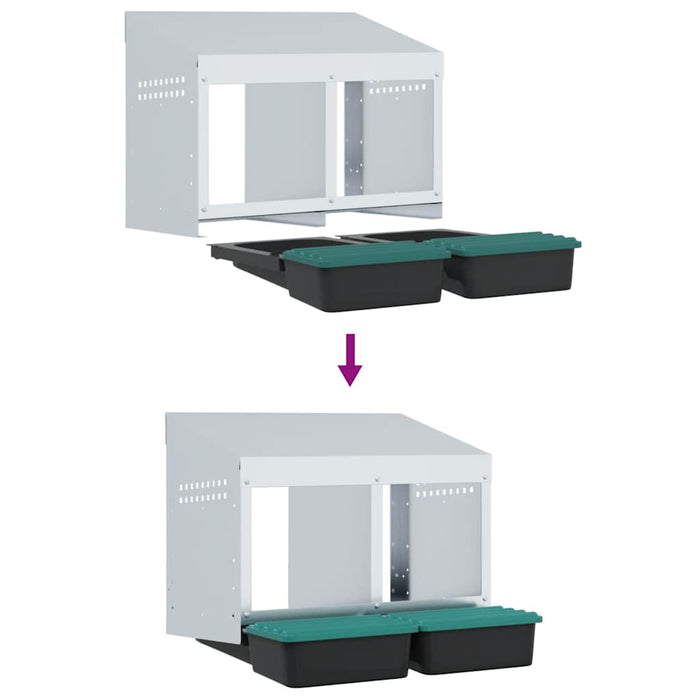 Nido per Polli 2 Scomparti A Parete in Acciaio Zincato 4104891