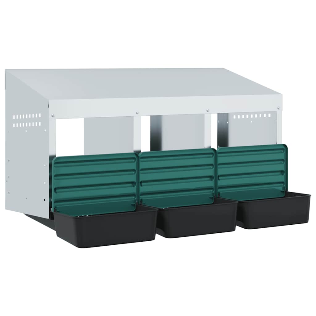 Nido per Polli 3 Scomparti A Parete in Acciaio Zincato 4104892