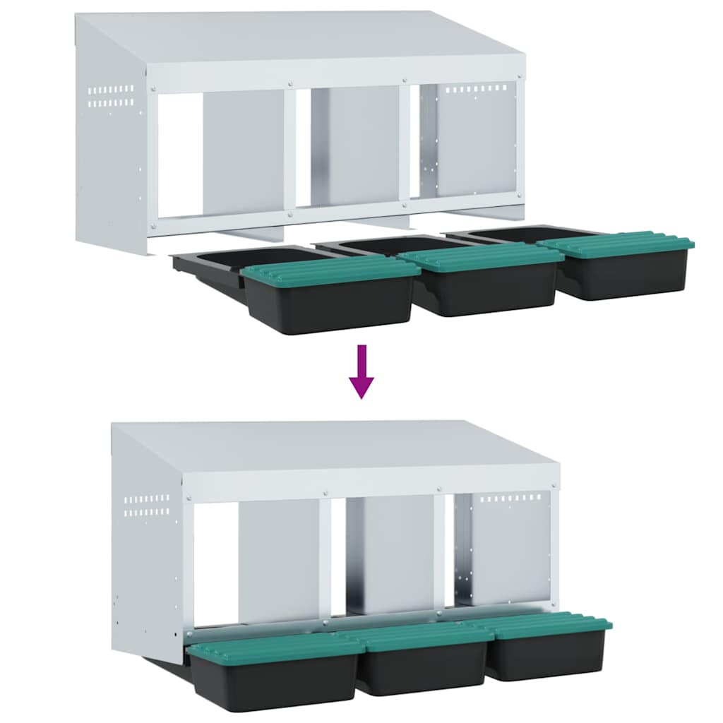 Nido per Polli 3 Scomparti A Parete in Acciaio Zincato 4104892