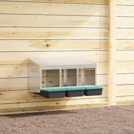 vidaXL Nido per Galline a 3 Scomparti da Parete in Acciaio Zincato