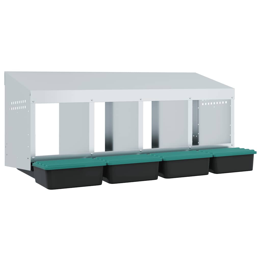 vidaXL Nido per Galline a 4 Scomparti da Parete in Acciaio Zincato