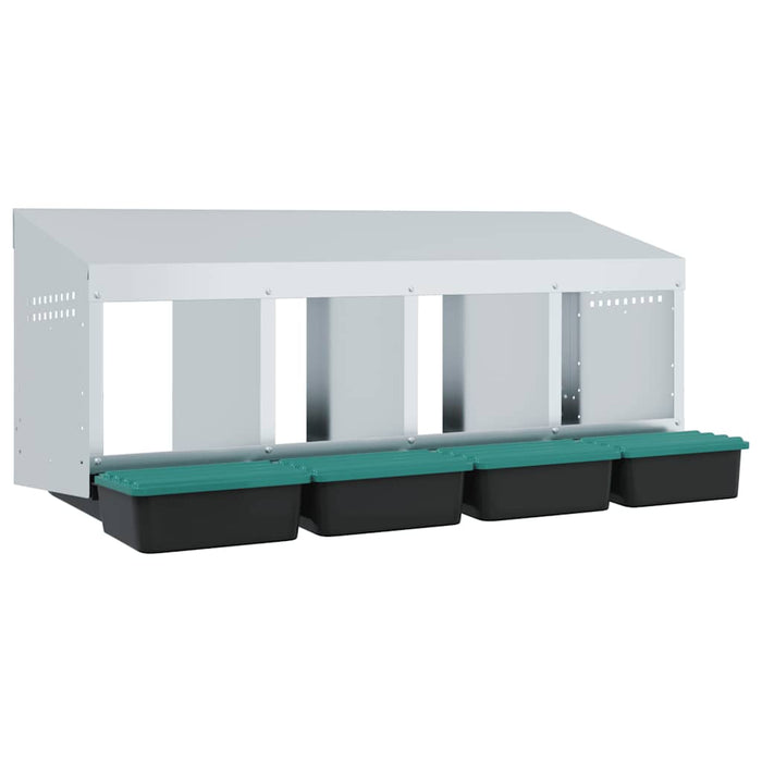 vidaXL Nido per Galline a 4 Scomparti da Parete in Acciaio Zincato