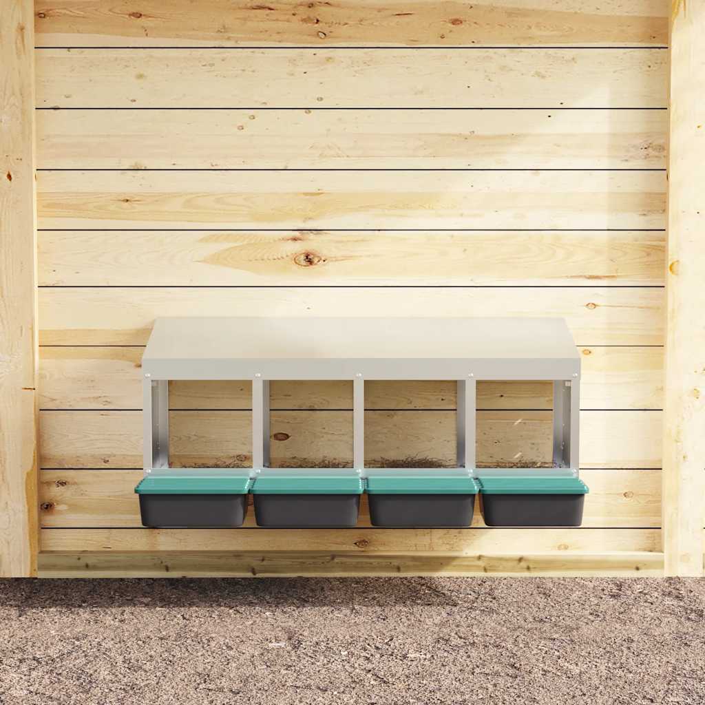 vidaXL Nido per Galline a 4 Scomparti da Parete in Acciaio Zincato