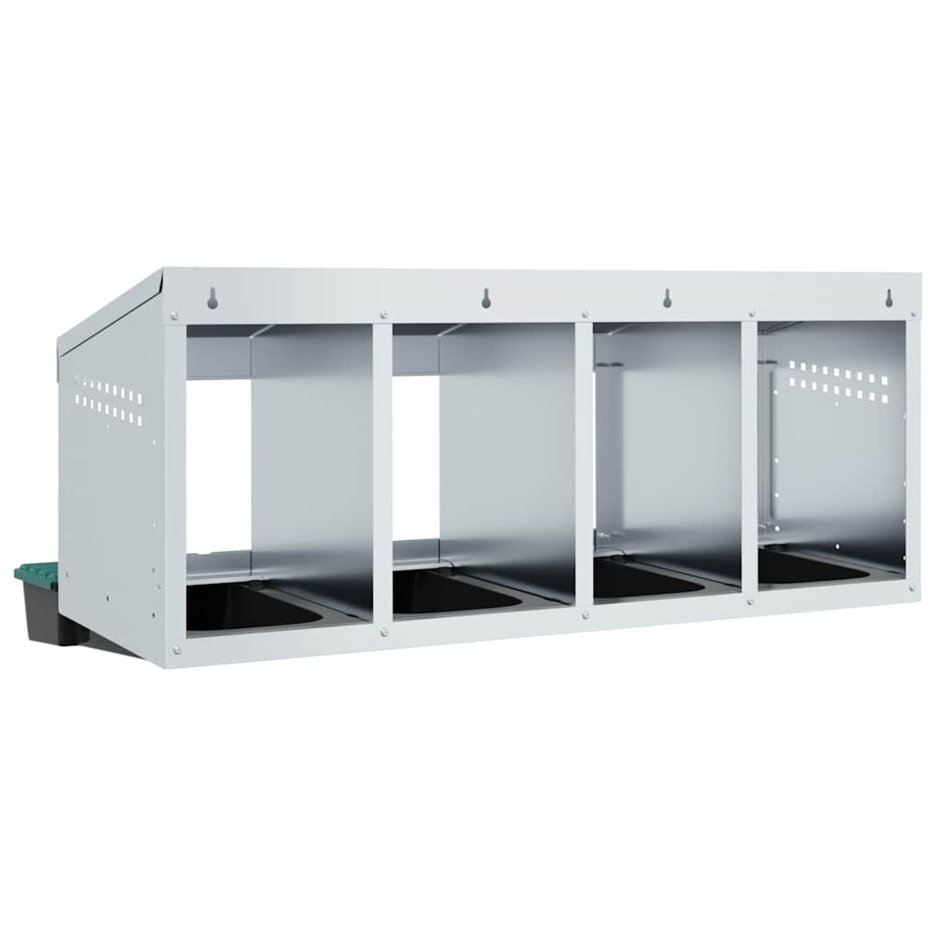 vidaXL Nido per Galline a 4 Scomparti da Parete in Acciaio Zincato