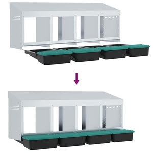 Nido per Polli 4 Scomparti A Parete in Acciaio Zincato 4104893