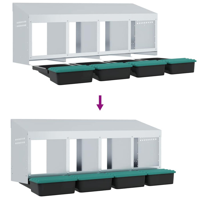 Nido per Polli 4 Scomparti A Parete in Acciaio Zincato 4104893