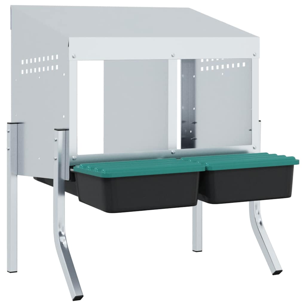 Nido per Galline 2 Scomparti con Gambe in Acciaio Zincato