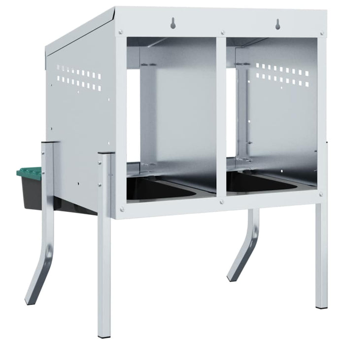 Nido per Polli 2 Scomparti con Gambe in Acciaio Zincato 4104895