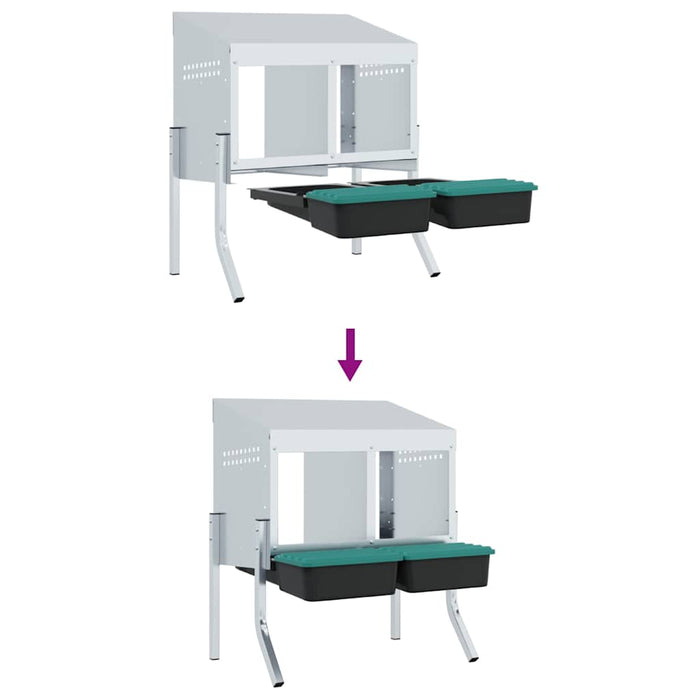 Nido per Polli 2 Scomparti con Gambe in Acciaio Zincato 4104895