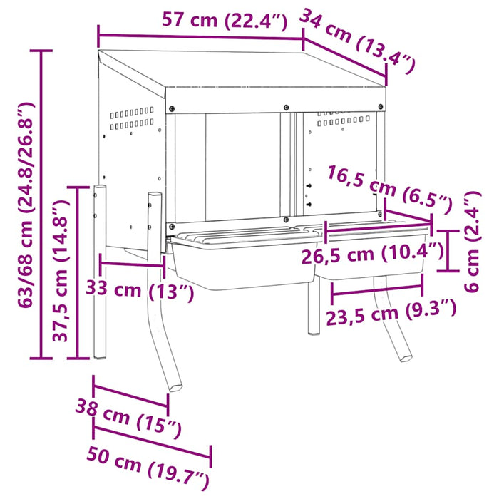 Nido per Polli 2 Scomparti con Gambe in Acciaio Zincato 4104895