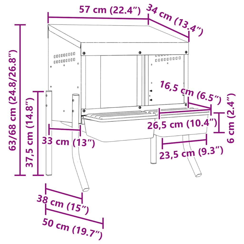 Nido per Galline 2 Scomparti con Gambe in Acciaio Zincato