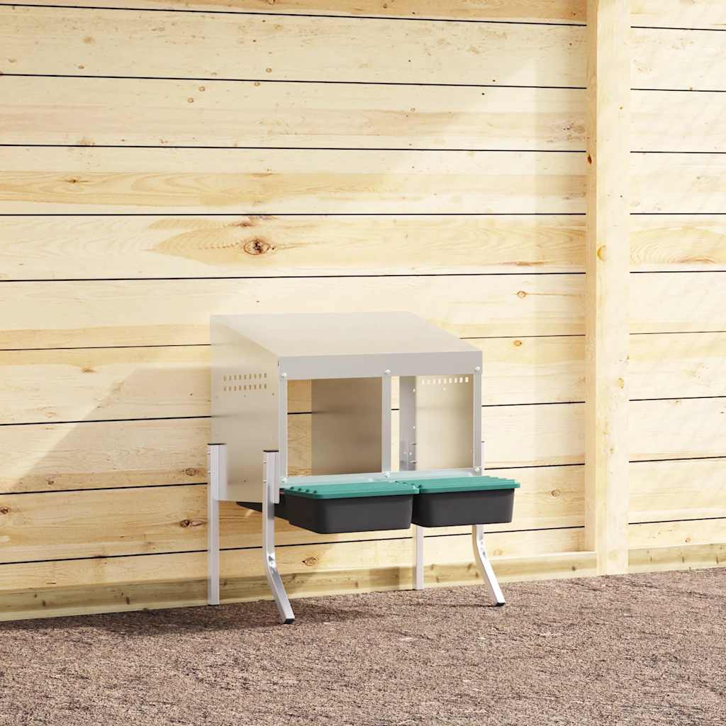 Nido per Polli 2 Scomparti con Gambe in Acciaio Zincato 4104895