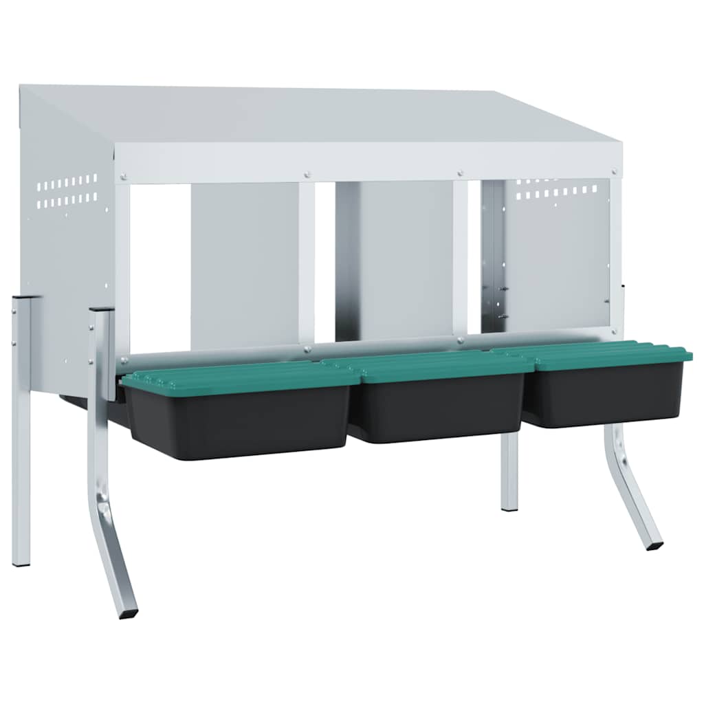 Nido per Polli 3 Scomparti con Gambe in Acciaio Zincato 4104896