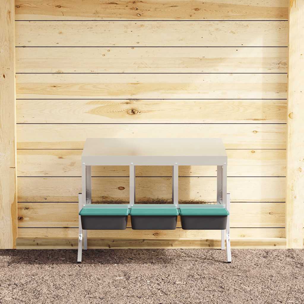 Nido per Polli 3 Scomparti con Gambe in Acciaio Zincato 4104896