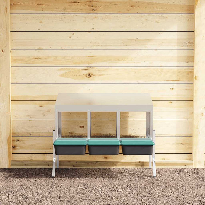 Nido per Polli 3 Scomparti con Gambe in Acciaio Zincato 4104896