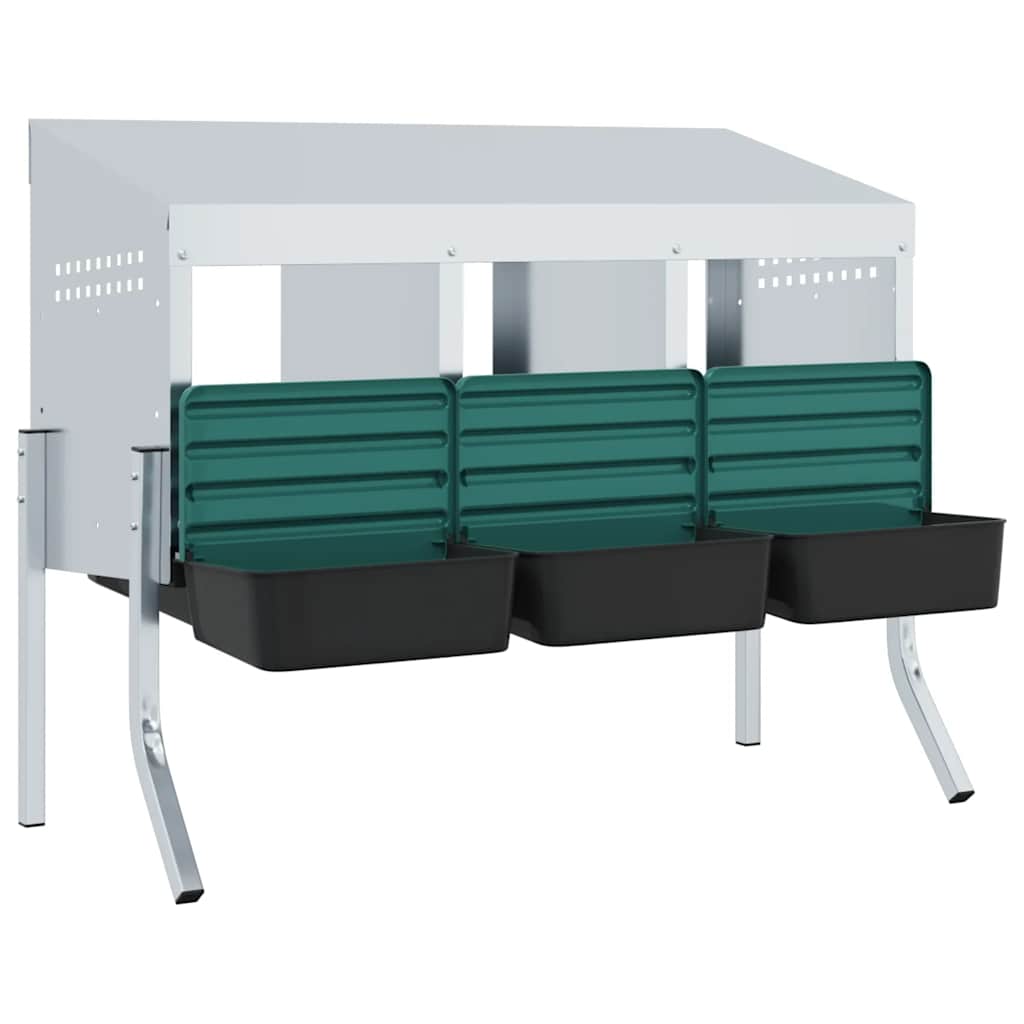 Nido per Galline a 3 Scomparti con Gambe in Acciaio Zincato