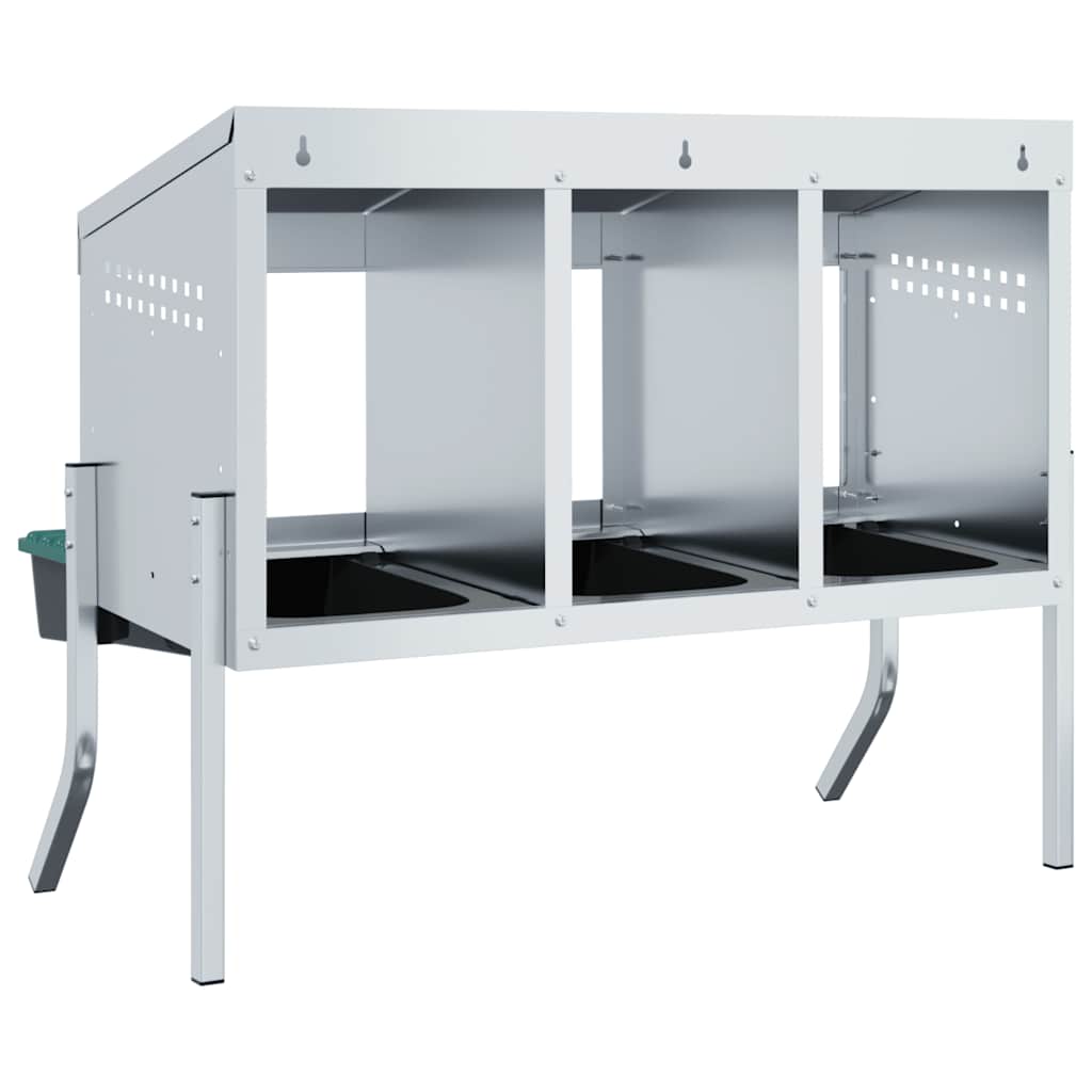 Nido per Galline a 3 Scomparti con Gambe in Acciaio Zincato