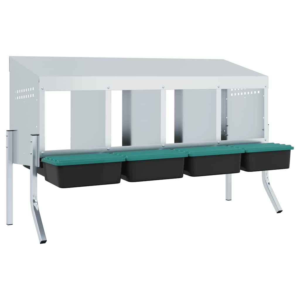 Nido per Galline a 4 Scomparti con Gambe in Acciaio Zincato