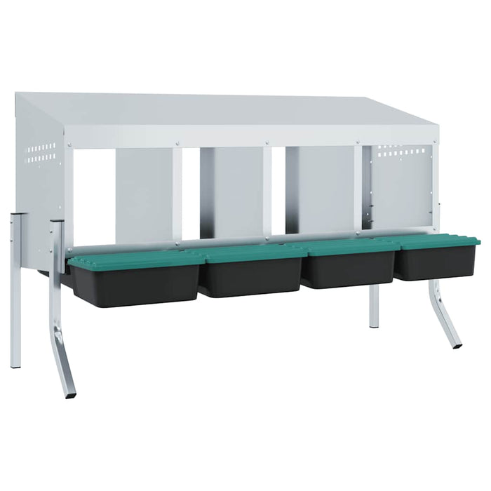 Nido per Galline a 4 Scomparti con Gambe in Acciaio Zincato