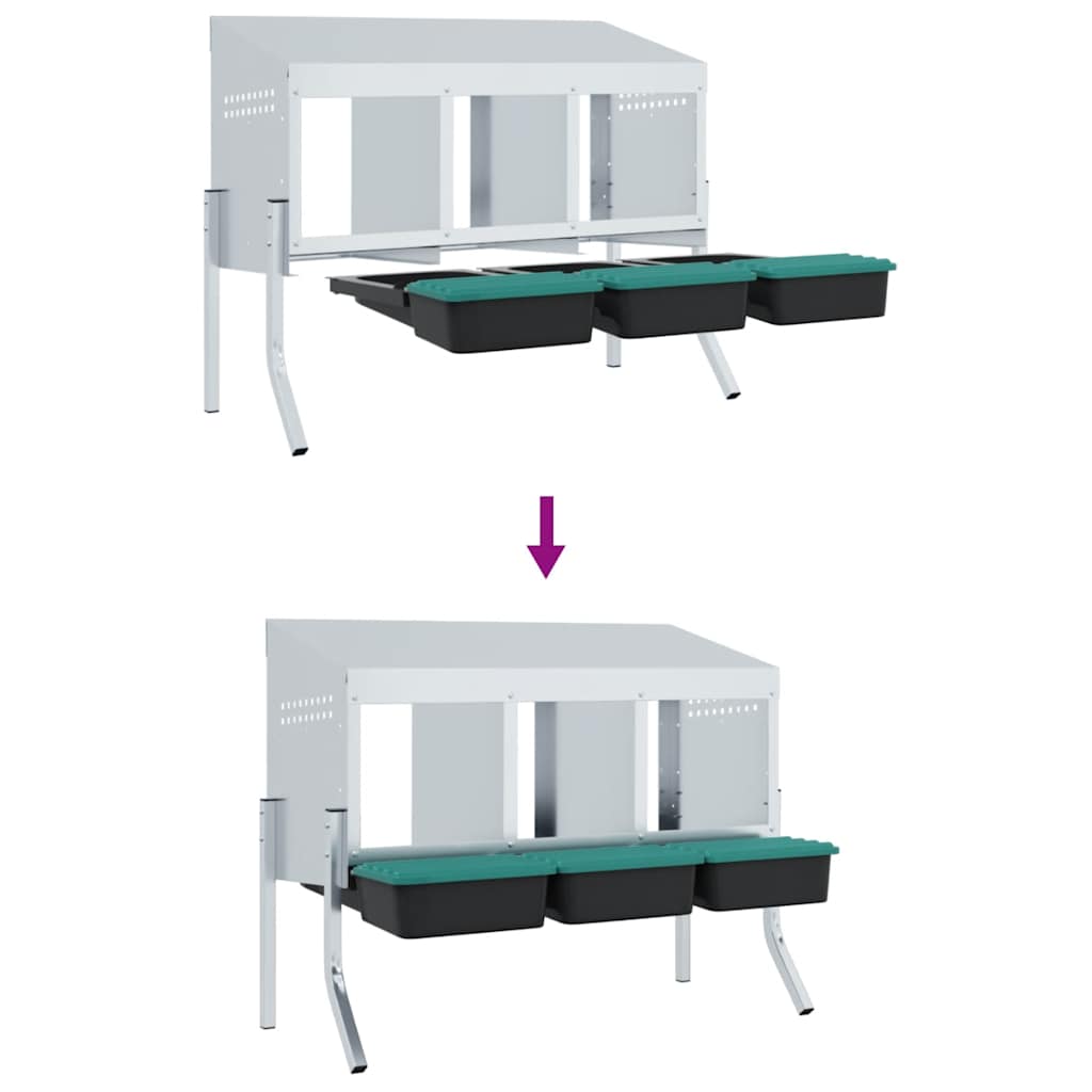 Nido per Polli 4 Scomparti con Gambe in Acciaio Zincato 4104897