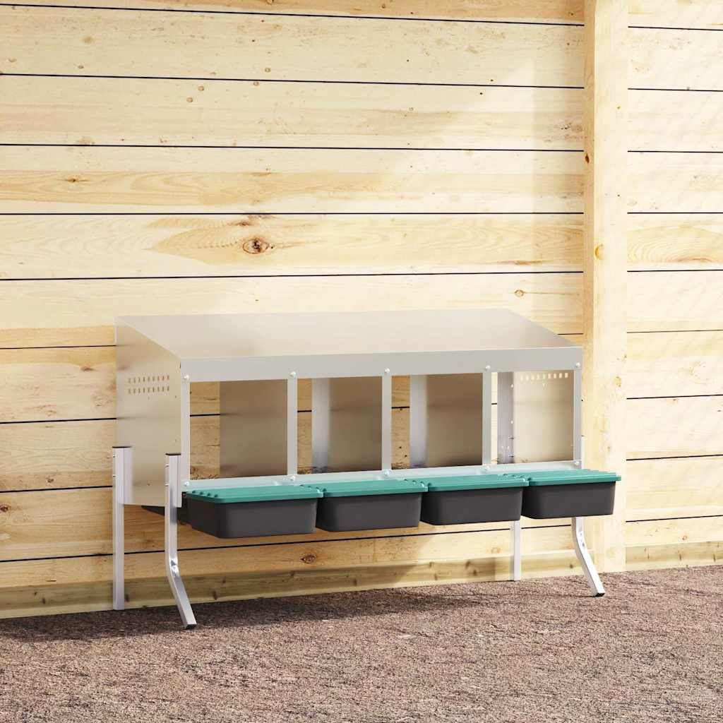 Nido per Polli 4 Scomparti con Gambe in Acciaio Zincato 4104897