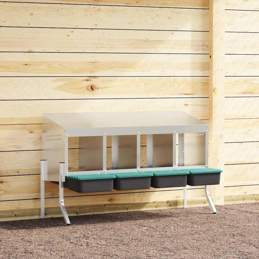 Nido per Polli 4 Scomparti con Gambe in Acciaio Zincato 4104897