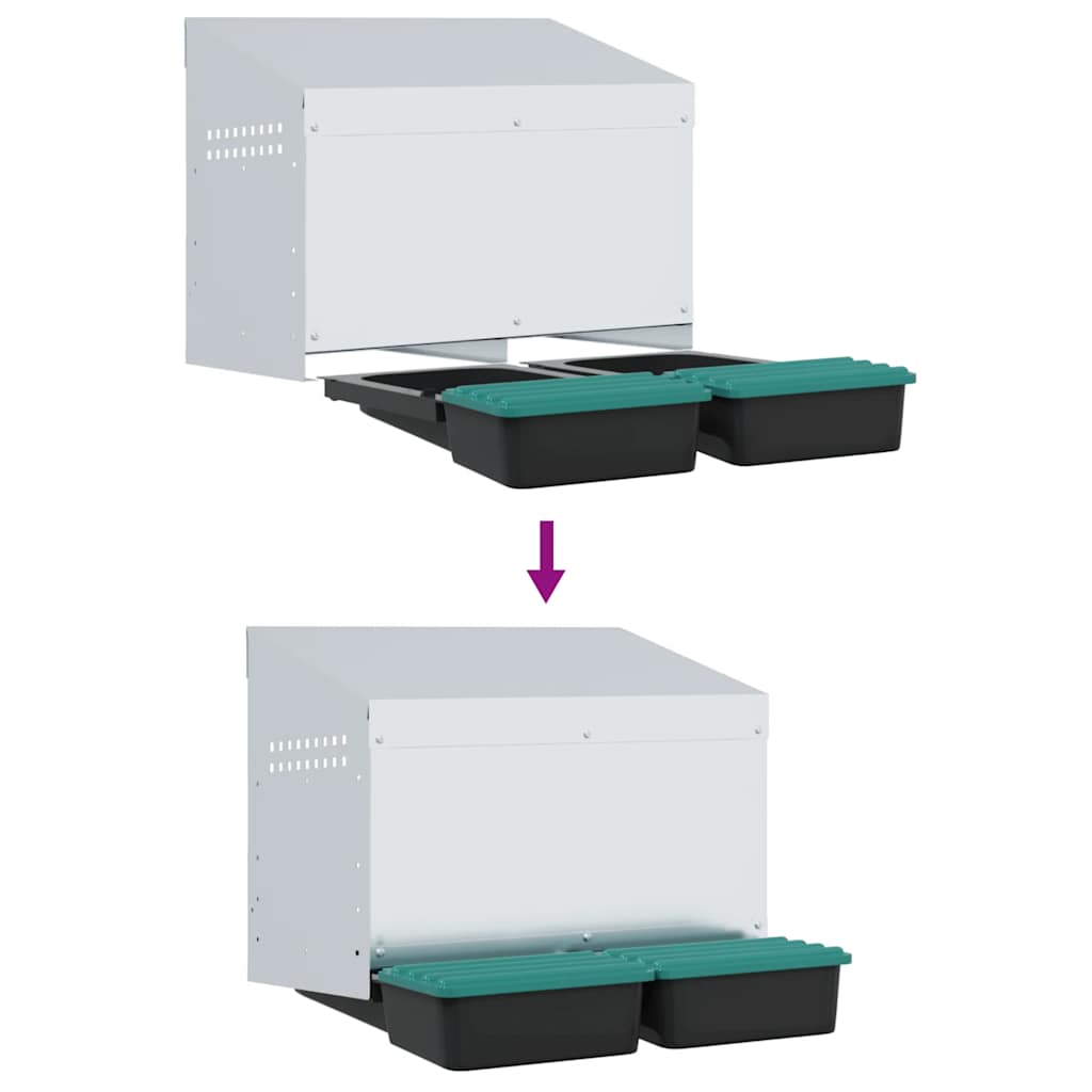 vidaXL Nido per Galline a 2 Scomparti da Parete in Acciaio Zincato