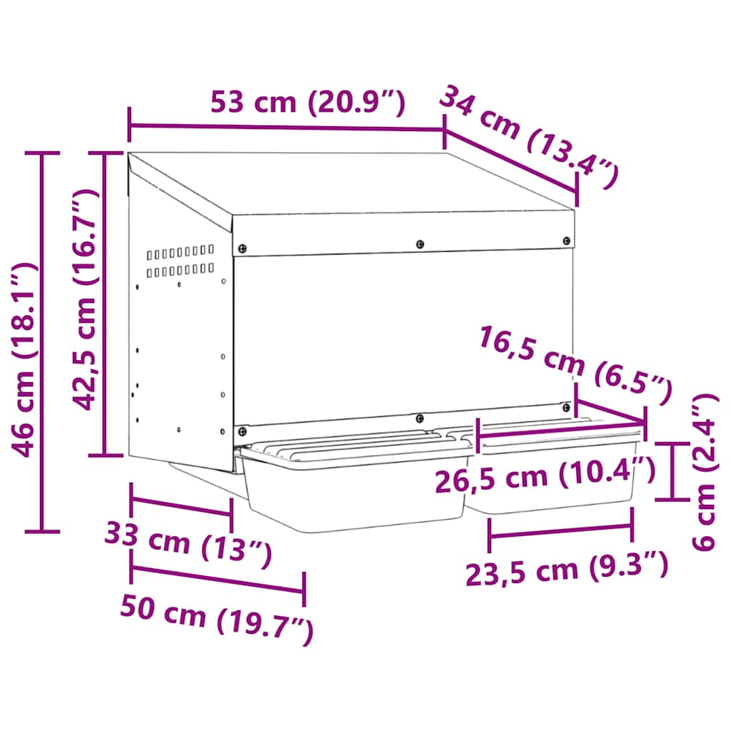 Nido per Polli 2 Scomparti A Parete in Acciaio Zincato 4104899