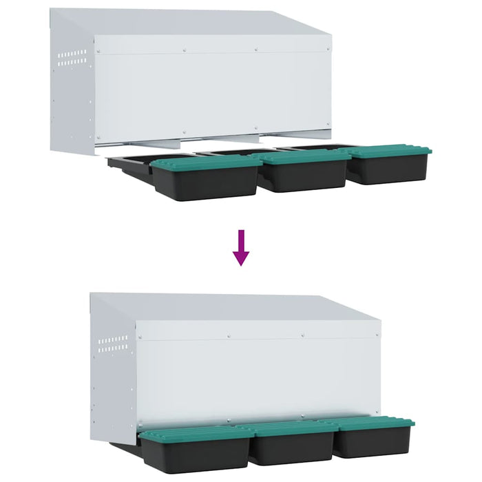 Nido per Polli 3 Scomparti A Parete in Acciaio Zincato 4104900