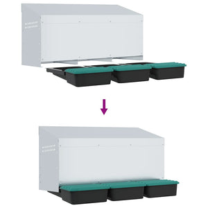 vidaXL Nido per Galline a 3 Scomparti da Parete in Acciaio Zincato