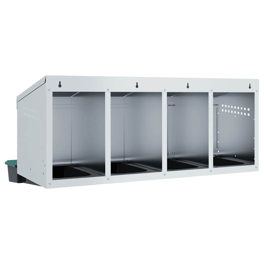 vidaXL Nido per Galline a 4 Scomparti da Parete in Acciaio Zincato