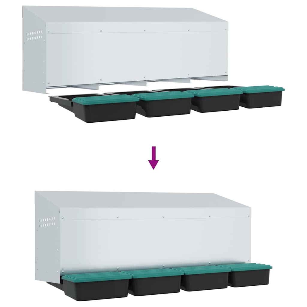 Nido per Polli 4 Scomparti A Parete in Acciaio Zincato 4104901