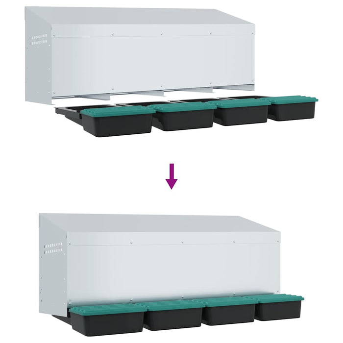 Nido per Polli 4 Scomparti A Parete in Acciaio Zincato 4104901
