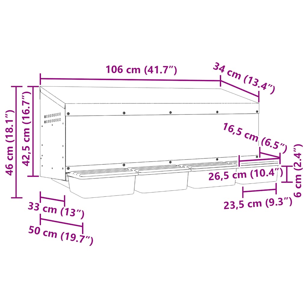 Nido per Polli 4 Scomparti A Parete in Acciaio Zincato 4104901