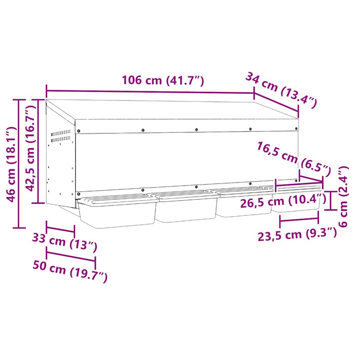 Nido per Polli 4 Scomparti A Parete in Acciaio Zincato 4104901