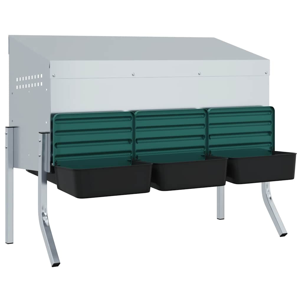 Nido per Polli 3 Scomparti con Gambe in Acciaio Zincato 4104904