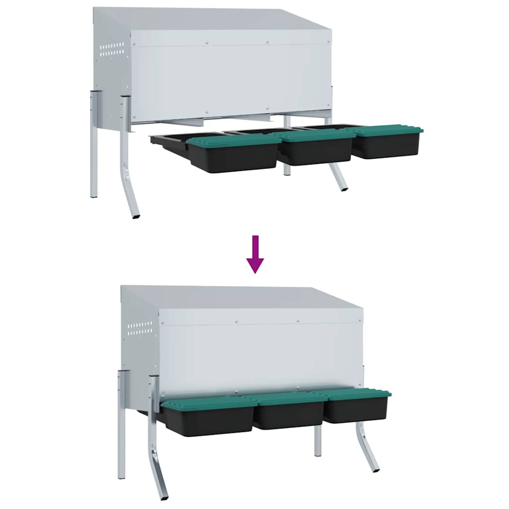 Nido per Polli 3 Scomparti con Gambe in Acciaio Zincato 4104904