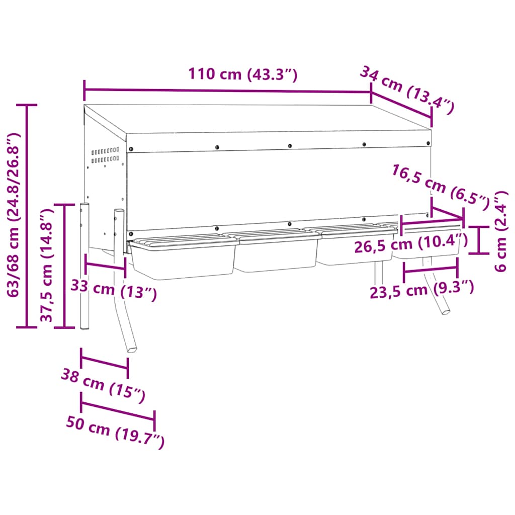 Nido per Galline a 4 Scomparti con Gambe in Acciaio Zincato