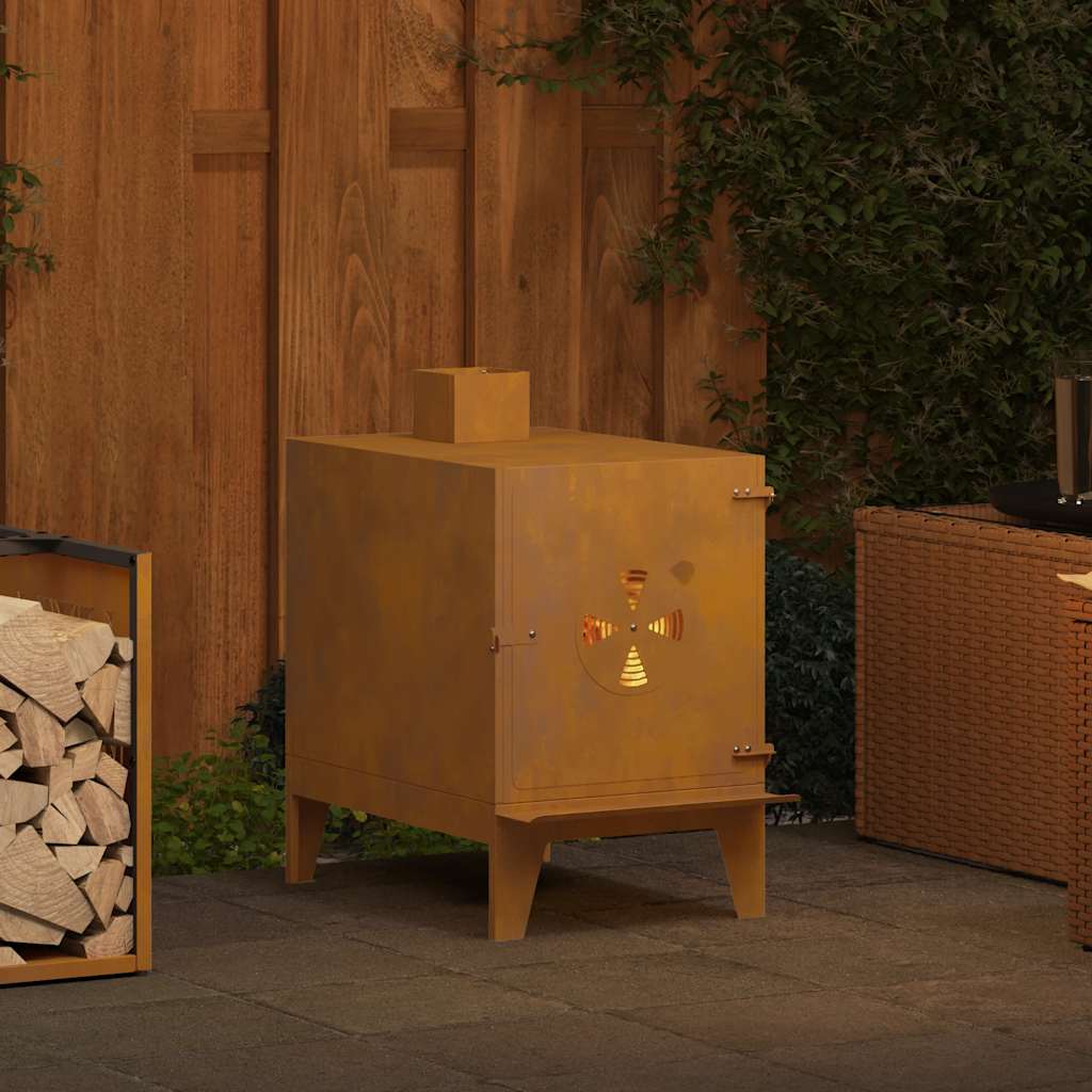 vidaXL Stufa da Campeggio 35x50x60 cm in Acciaio Corten