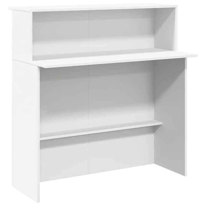 Scrivania per Reception Bianca 100x50x103,5 cm in Legno Massello 859024