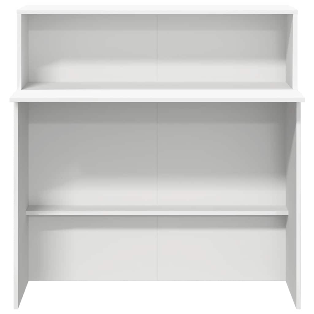 Scrivania per Reception Bianca 100x50x103,5 cm in Legno Massello 859024