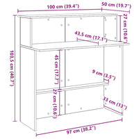 Scrivania per Reception Bianca 100x50x103,5 cm in Legno Massello 859024