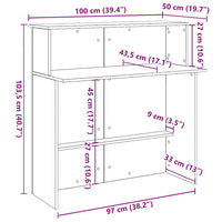 Banco Reception Nero 100x50x103,5 cm in Legno Multistrato 859025