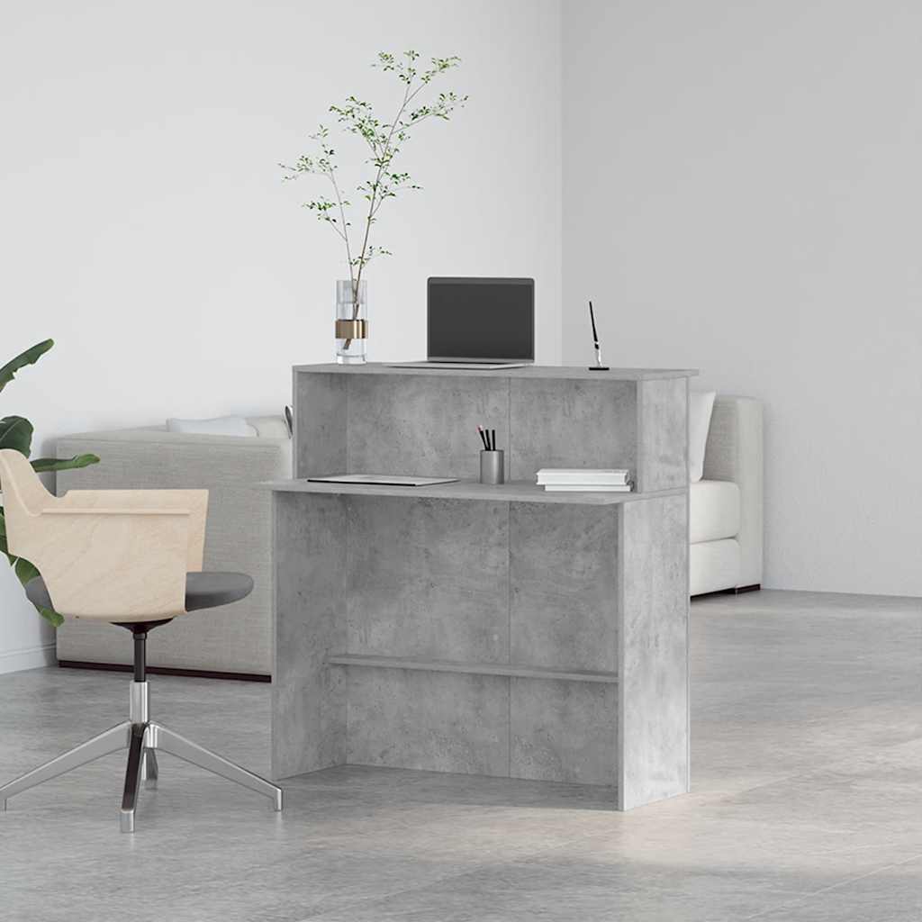 Banco Reception Grigio Cemento 100x50x103,5cm Legno Multistrato