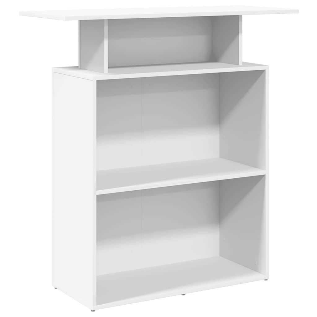 Scrivania per Reception Bianca 100x40x104 cm in Legno Massello 859051