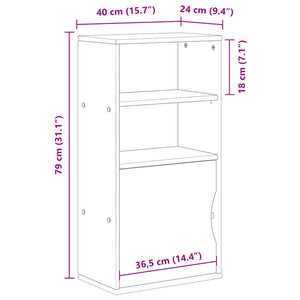 Armadietto Laterale ODDA Bianco 40x24x79 cm Legno Massello Pino 4103596