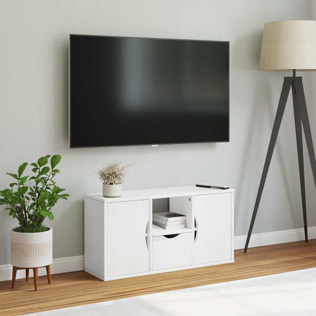 Mobile Porta TV con Cassetto-Mobile per TV-Credenza TV ODDA Bianco 79x24x40 cm
