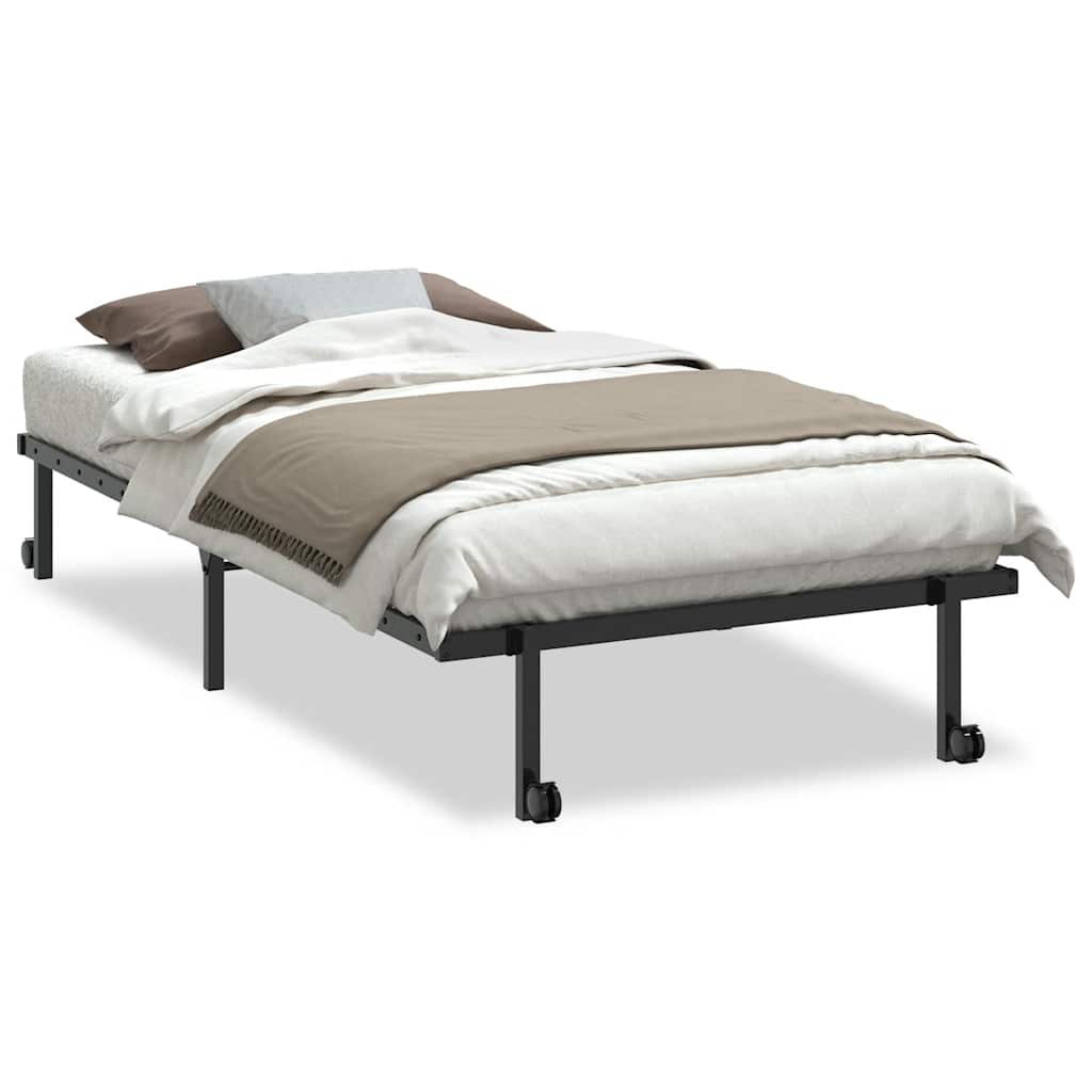 Giroletto senza Materasso Pieghevole-Struttura Letto Nero 107x203 cm in Acciaio